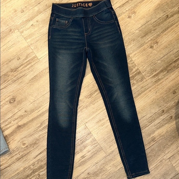 Girls 4 Piece Size 8-10 Denim Jeans and Blue Buttoned Swimwear Set - Picture 5 of 6